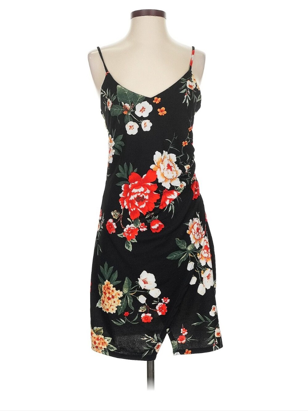 Vintage Free Press Black Floral Wrap Mini Dress Slip Style Y2K Cottagecore Small